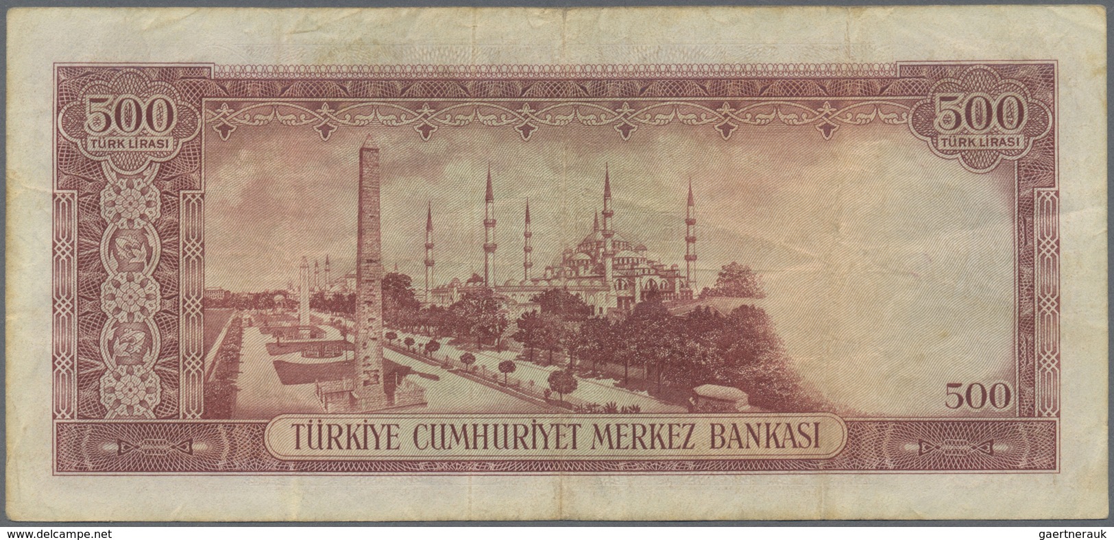 Turkey / Türkei: 500 Lirasi L. 1930 (1951-1961) "Atatürk" - 5th Issue, P.170, Yellowed Paper With A - Turchia