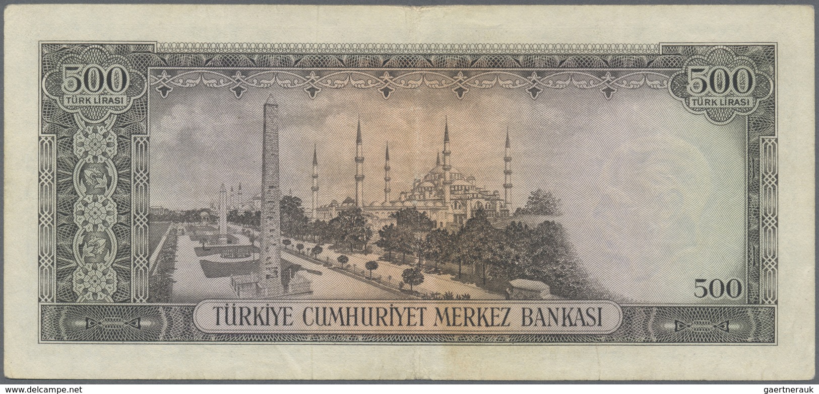 Turkey / Türkei: 500 Lirasi L. 1930 (1951-1961) "Atatürk" - 5th Issue, P.171, Lightly Toned Paper Wi - Turkey