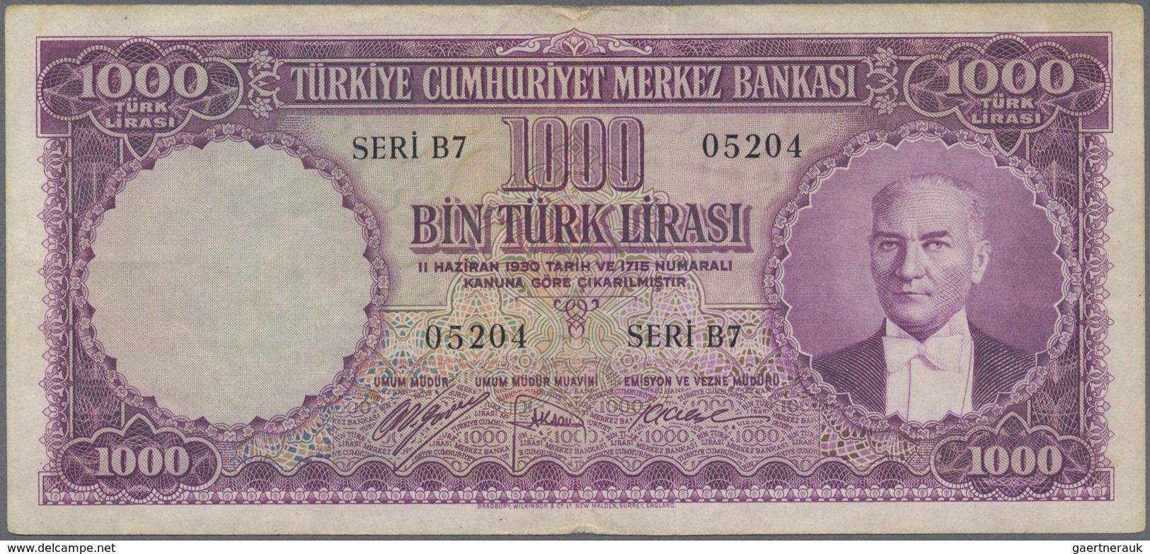 Turkey / Türkei: 1000 Lirasi L. 1930 (1951-1961) "Atatürk" - 5th Issue, P.172, Rare Note In Good Ori - Turquie