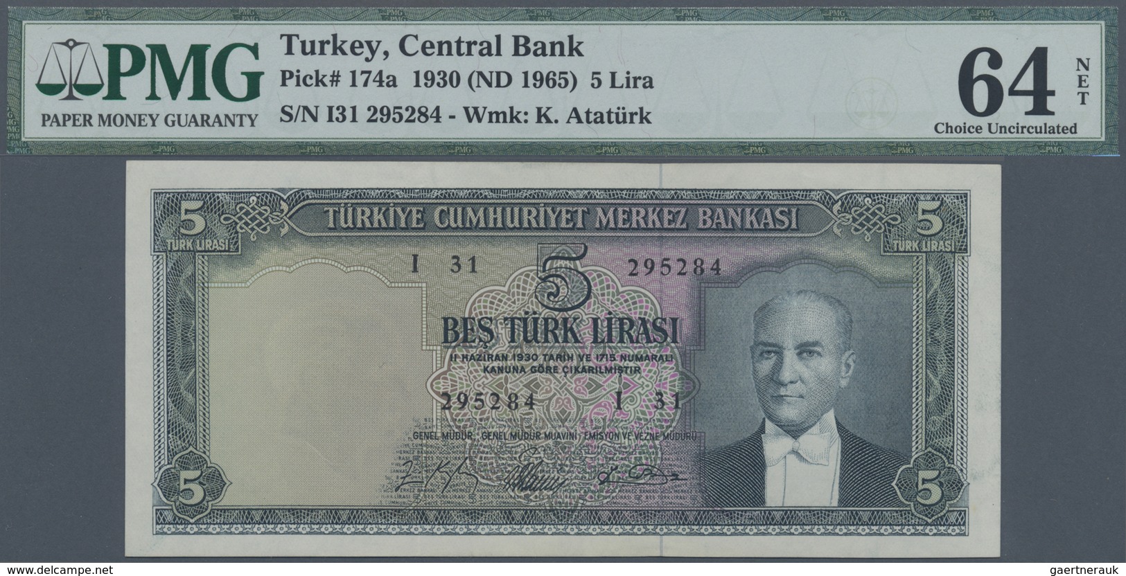 Turkey / Türkei: 5 Lirasi L. 1930 (1951-1965) "Atatürk" - 5th Issue In Almost Perfect Condition With - Turquie