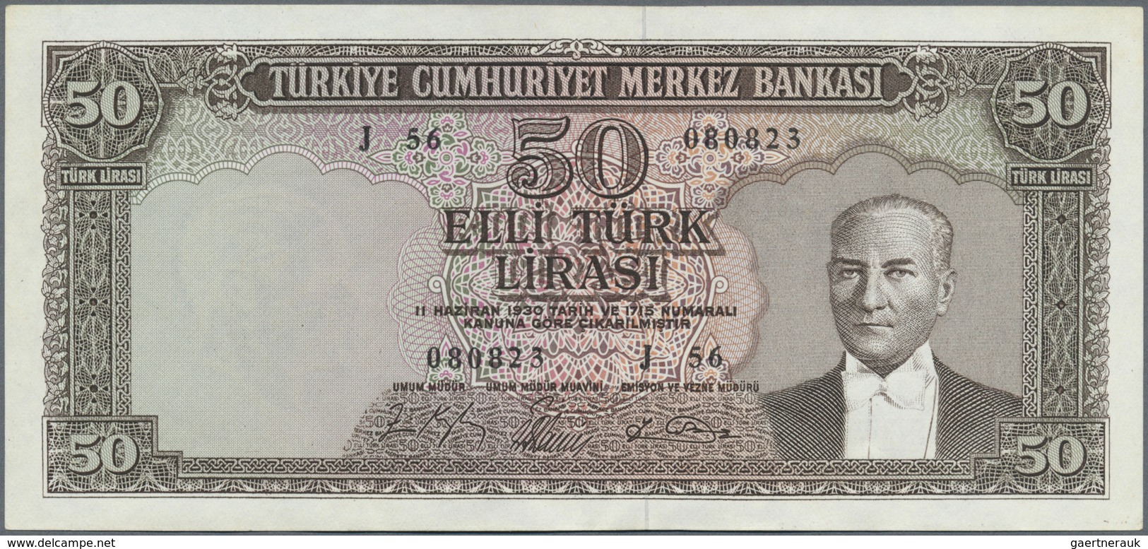 Turkey / Türkei: 50 Lira L. 1930 (1951-1965), P.175, Excellent Condition With A Soft Vertical Bend A - Turchia