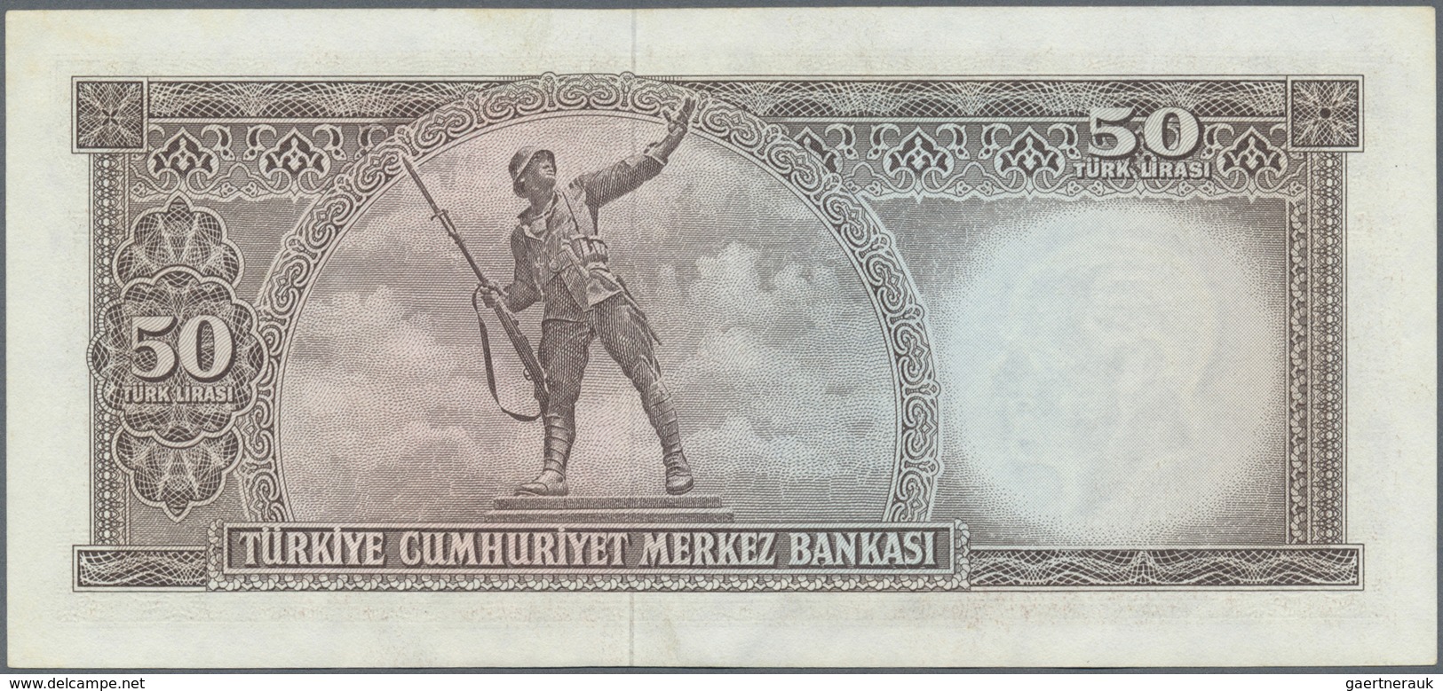 Turkey / Türkei: 50 Lira L. 1930 (1951-1965), P.175, Excellent Condition With A Soft Vertical Bend A - Turchia