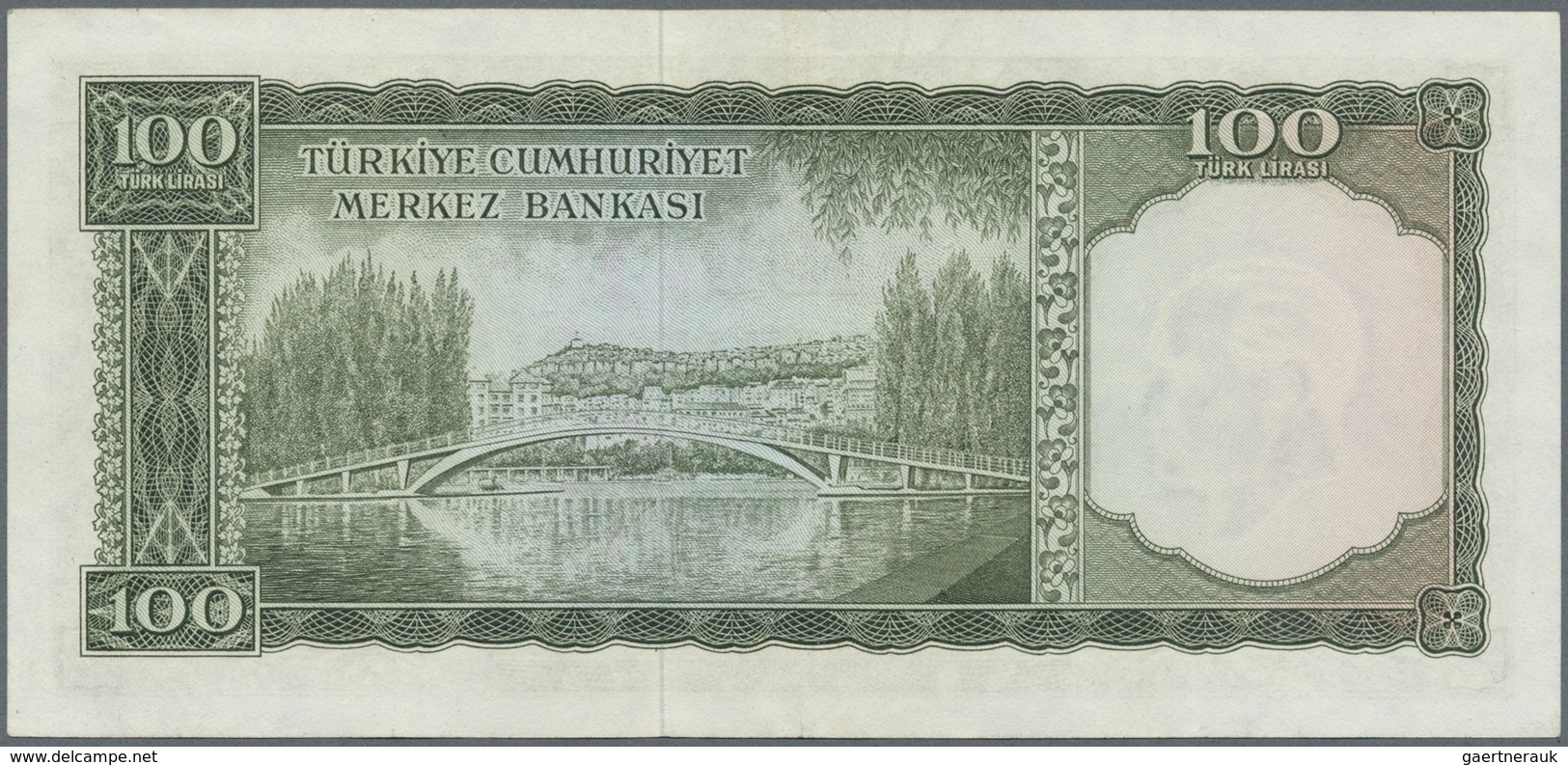 Turkey / Türkei: 100 Lira L. 1930 (1951-1965), P.177 With A Soft Vertical Fold At Center And A Few O - Turquie