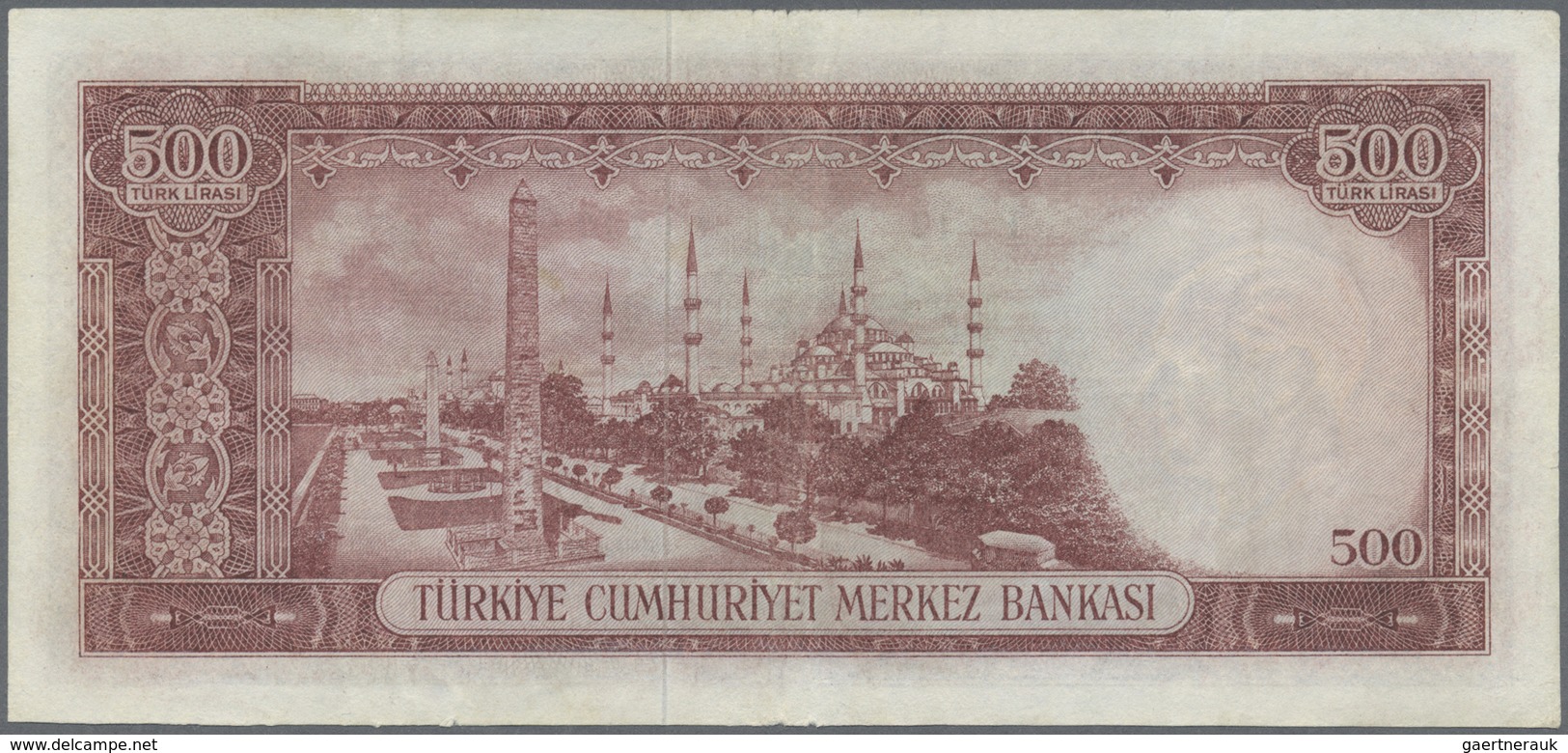 Turkey / Türkei: 500 Lirasi L. 1930 (1951-1965) "Atatürk" - 5th Issue, P.178, Obviously Pressed With - Turchia