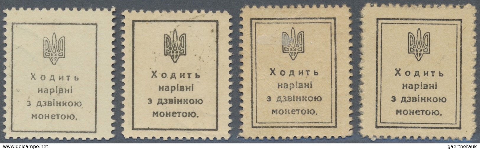 Ukraina / Ukraine: Set With 10, 20, 40 And 50 Shahiv ND(1918) Stamp Money, P.7, 8, 10a, 11a, All Pos - Ucraina