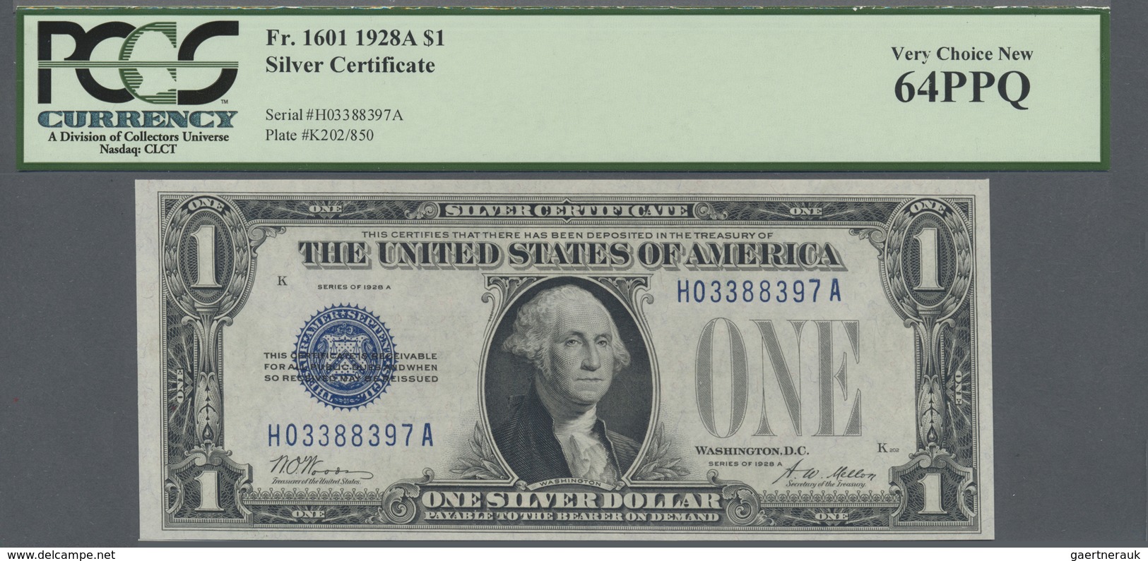 United States Of America: 1 Dollar Silver Certificate Series 1928A With Signatures: Woods & Mellon, - Autres & Non Classés