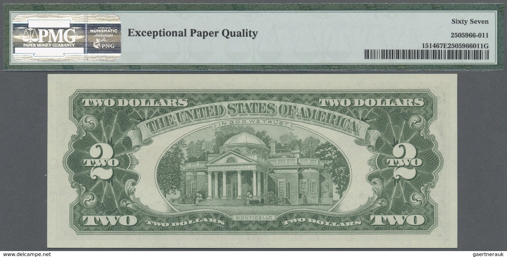 United States Of America: 2 Dollars 1963A Fr#1514 AA Block, Condition: PMG Graded 67 Superb GEM UNC - Altri & Non Classificati