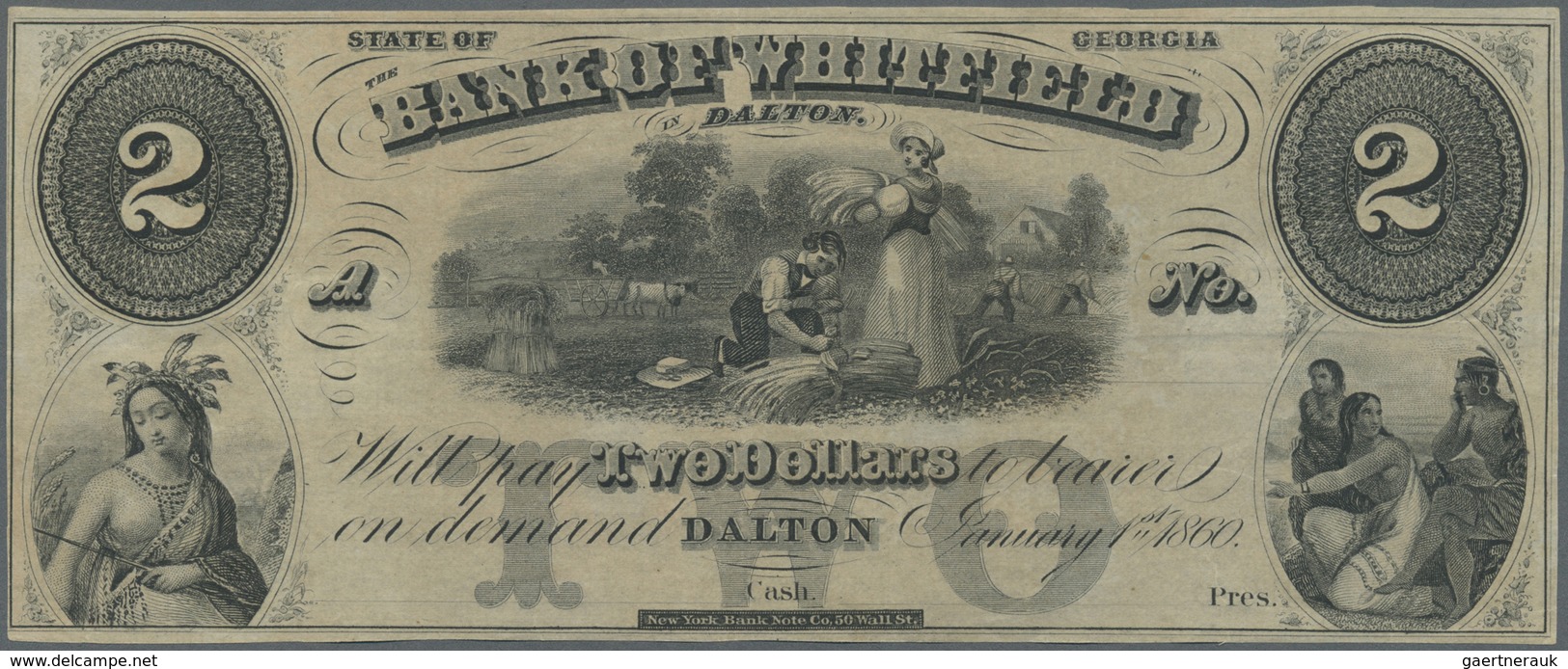 United States Of America: Georgia, The Bank Of Whitefield In Dalton 2 Dollars 1860 Remainder Without - Other & Unclassified