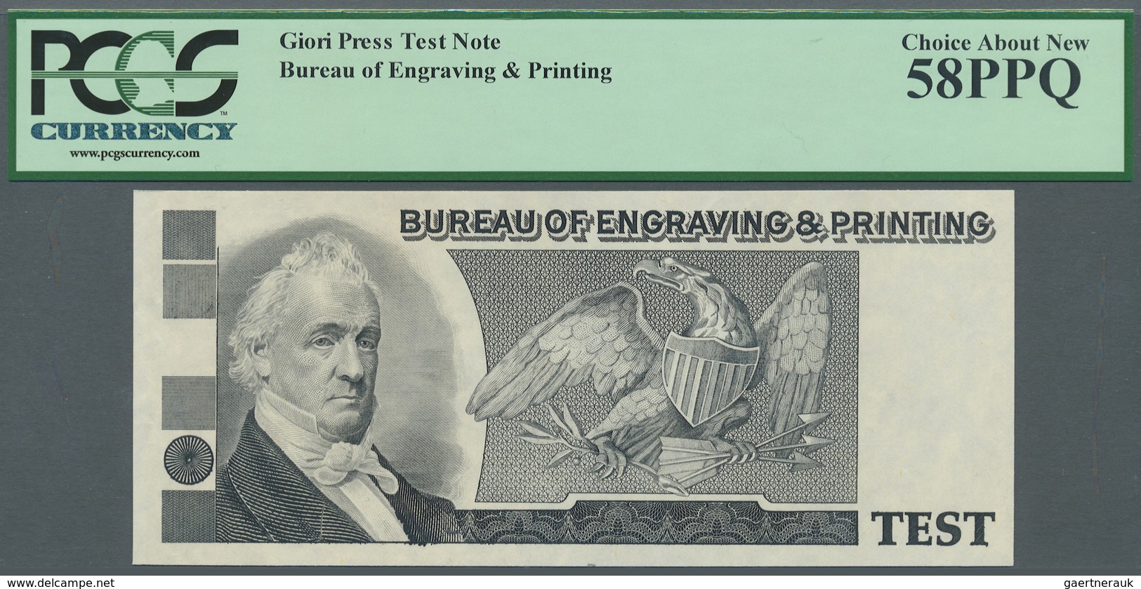 United States Of America: Test Note BUREAU OF ENGRAVING AND PRINTING, Giori Press, First Time Appear - Other & Unclassified