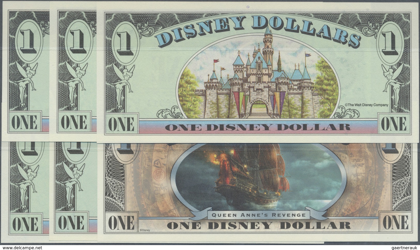 United States Of America: Set With 6 Notes 1-Disney-Dollar Series 1996 Letter "A", Series 1998 Lette - Altri & Non Classificati