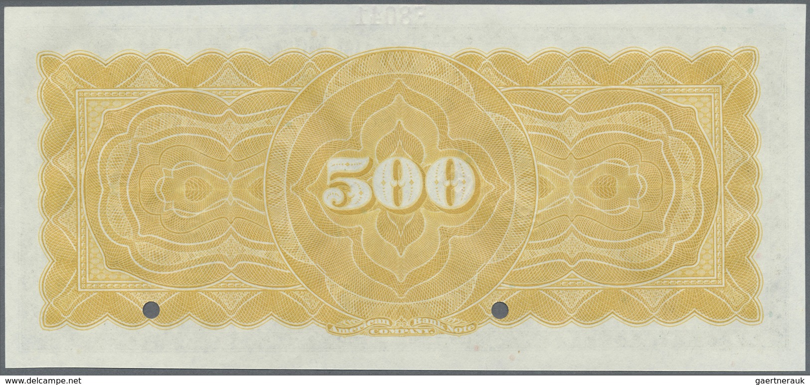 Venezuela:  Banco De Maracaibo 500 Bolivares 1925/26 SPECIMEN, P.S229s, Punch Hole Cancellation At L - Venezuela