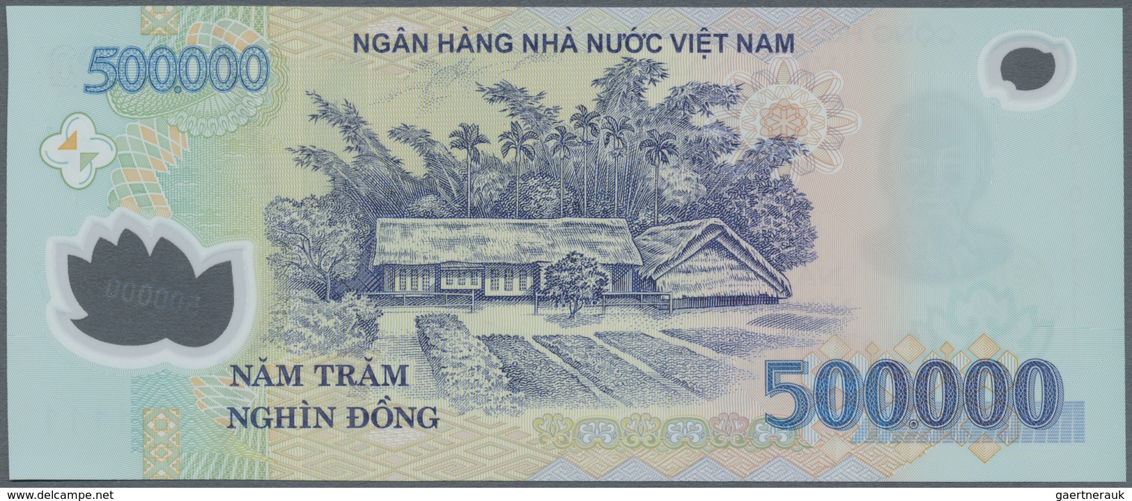 Vietnam: Set With 8 Banknotes 500000 Dong 2010 With Solid Number 1A10 111111, FQ10 222222, IH10 3333 - Vietnam