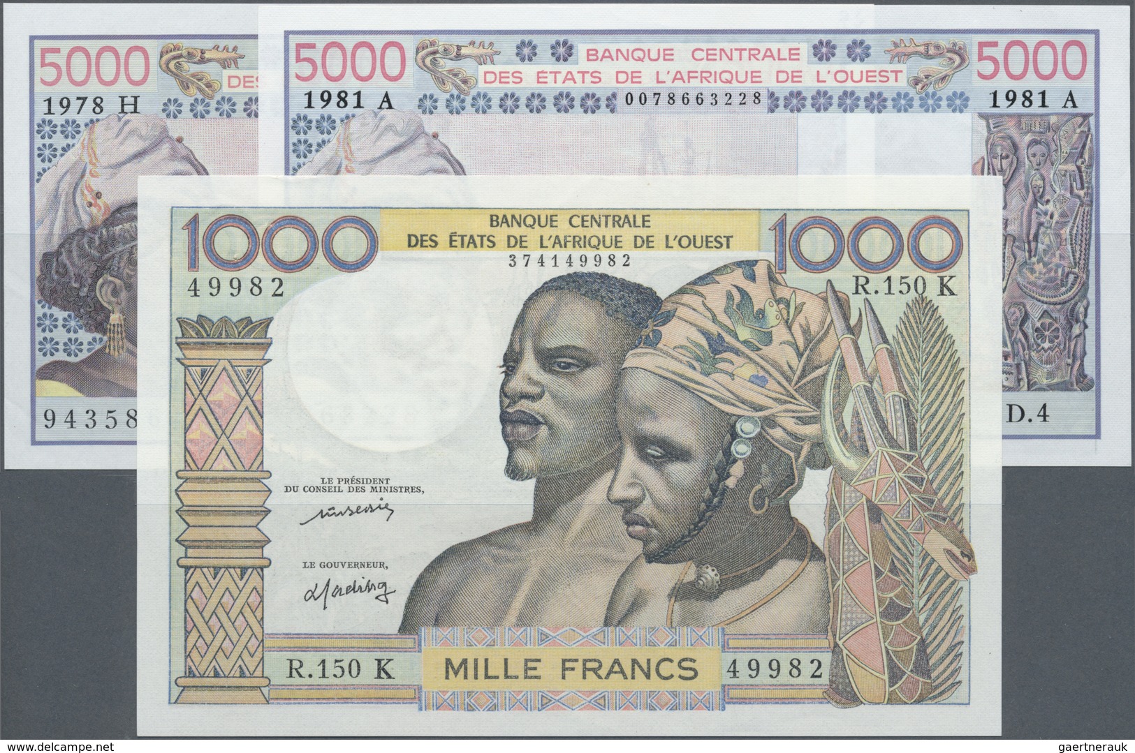 West African States / West-Afrikanische Staaten: Set With 3 Banknotes Comprising 5000 Francs 1981 Le - West African States