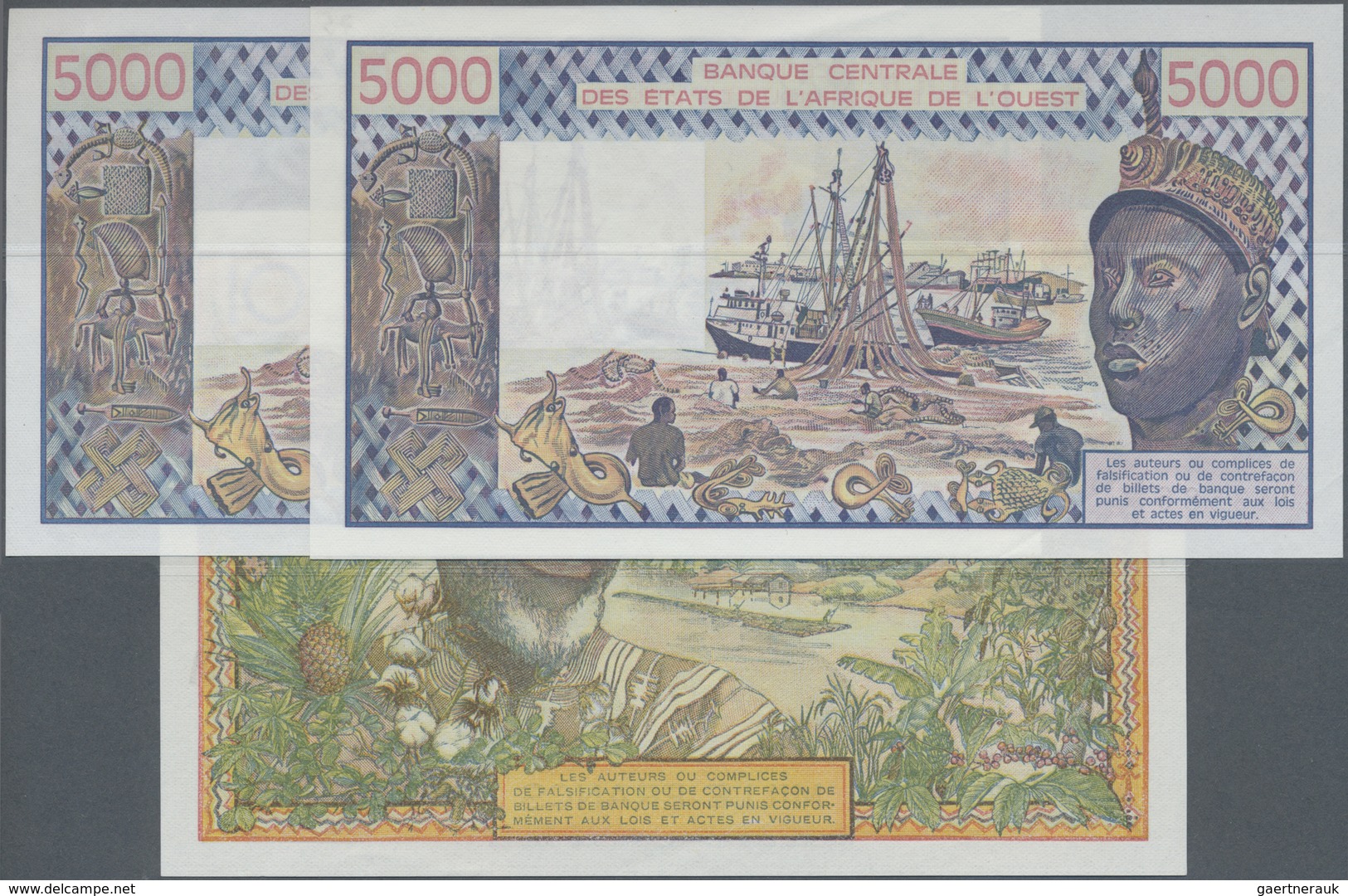 West African States / West-Afrikanische Staaten: Set With 3 Banknotes Comprising 5000 Francs 1981 Le - Stati Dell'Africa Occidentale