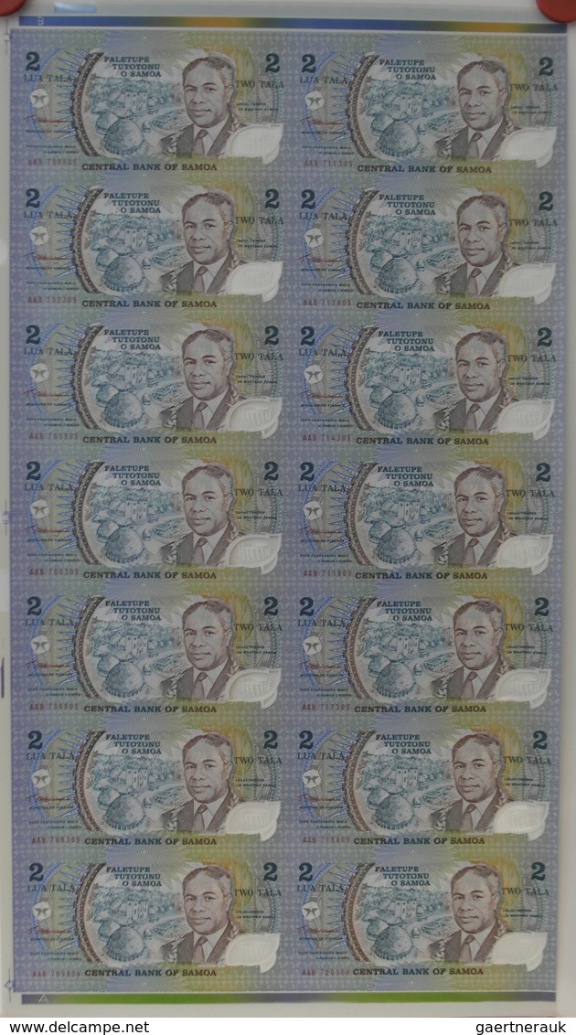 Western Samoa / West-Samoa: Uncut Sheet Of 14 Pcs 2 Tala ND(1990) P. 31 In Condition: UNC. (14 Pcs U - Samoa