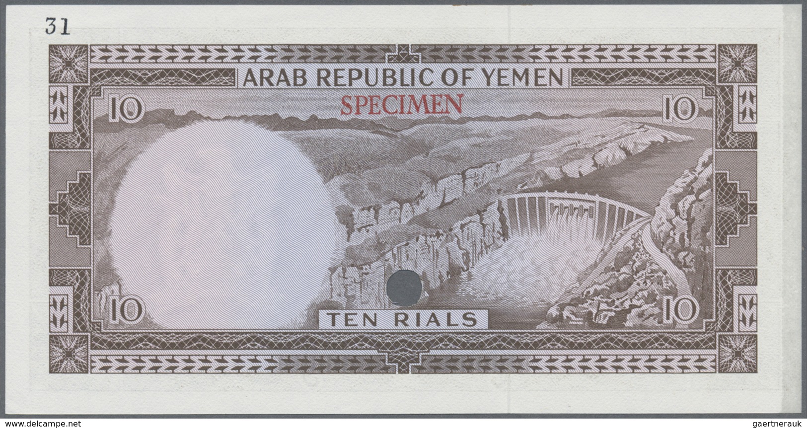 Yemen / Jemen: Arab Republic 10 Rials ND Color Trial Specimen P. 8cts In Condition: UNC. - Yémen