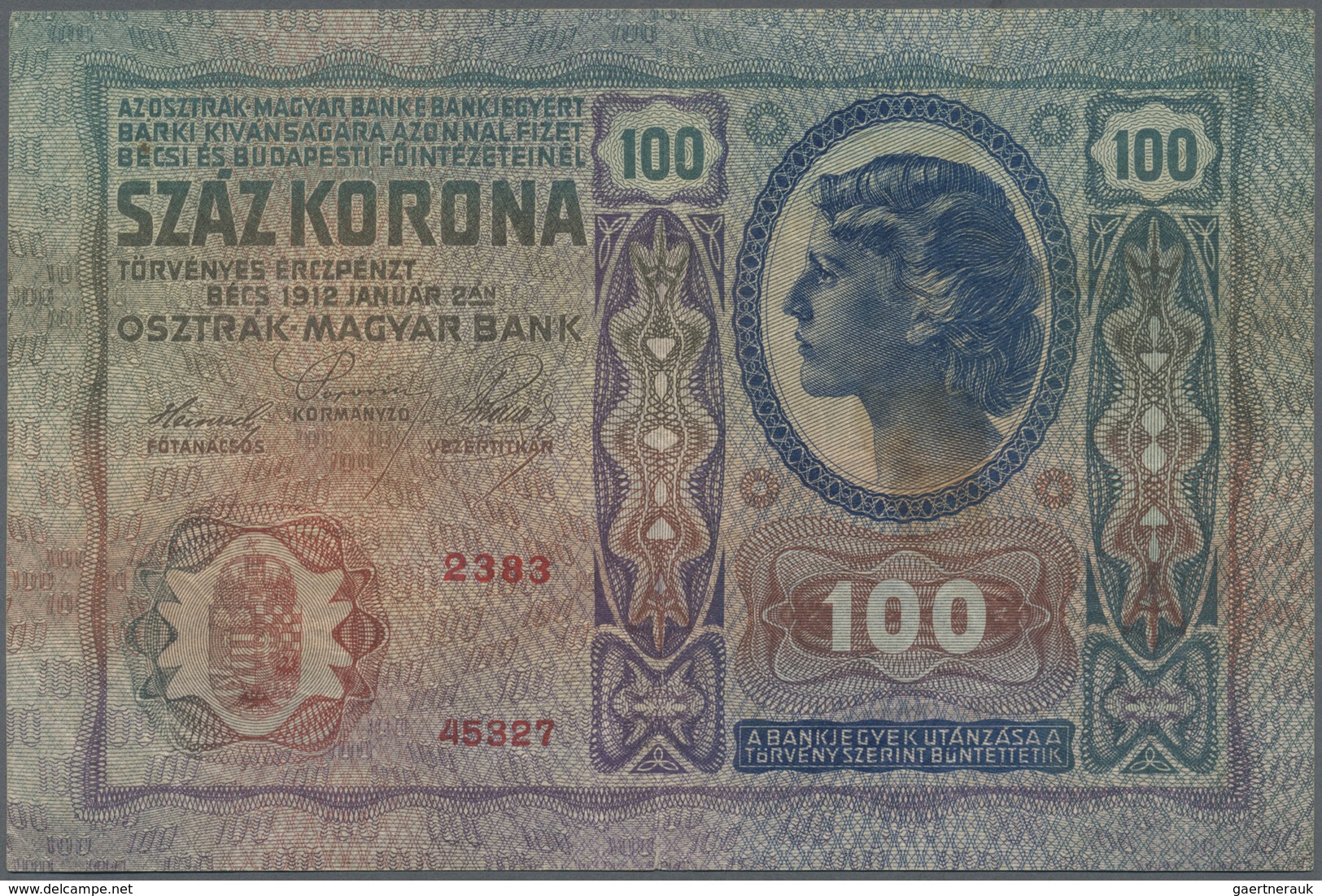 Yugoslavia / Jugoslavien: 100 Kronen ND(1919), Stamp On Austria # 12, P.4, Several Folds And Creases - Jugoslavia