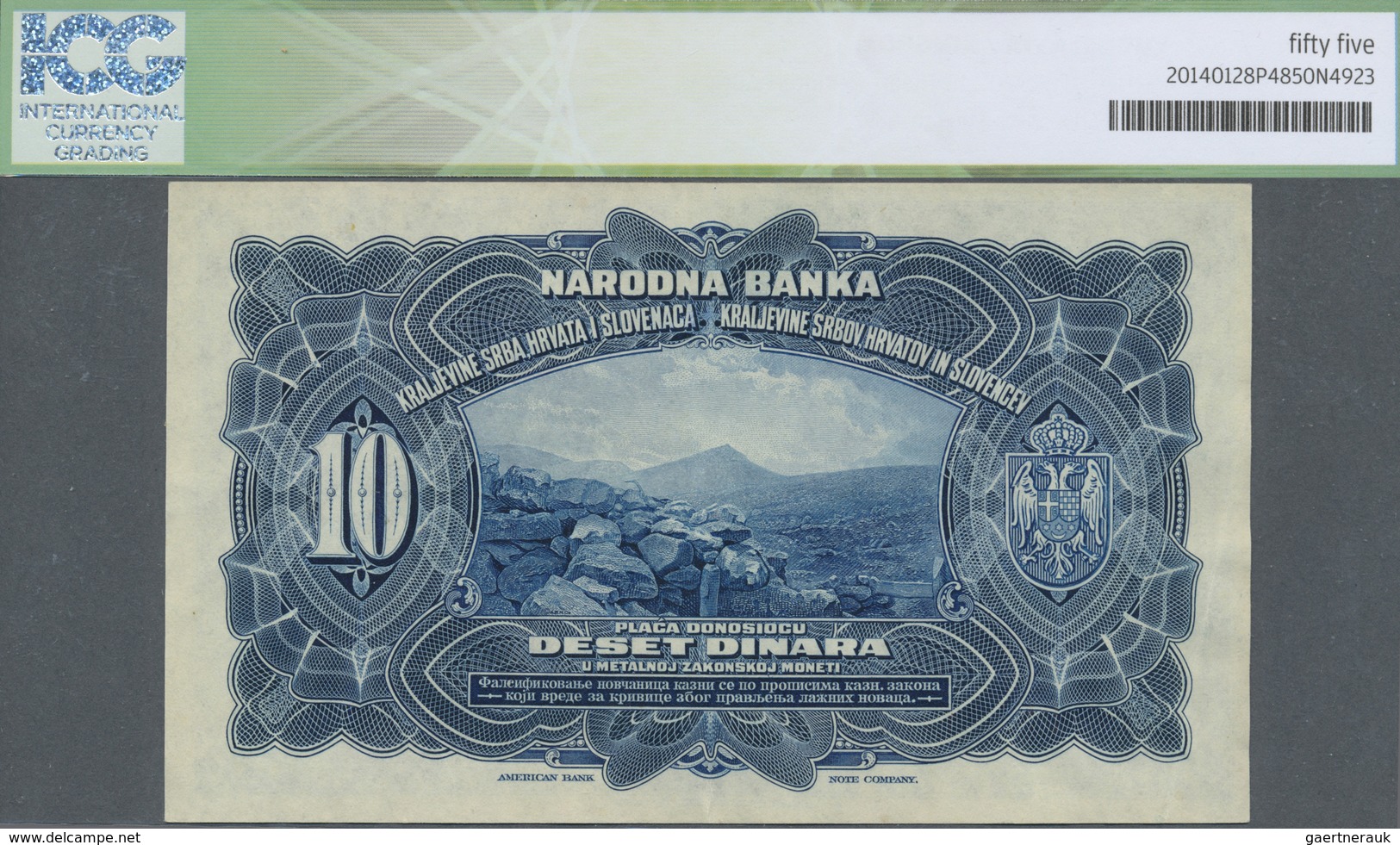 Yugoslavia / Jugoslavien: Kingdom Of Yugoslavia 10 Dinara 1920, P.21a With Soft Vertical Fold At Cen - Yugoslavia