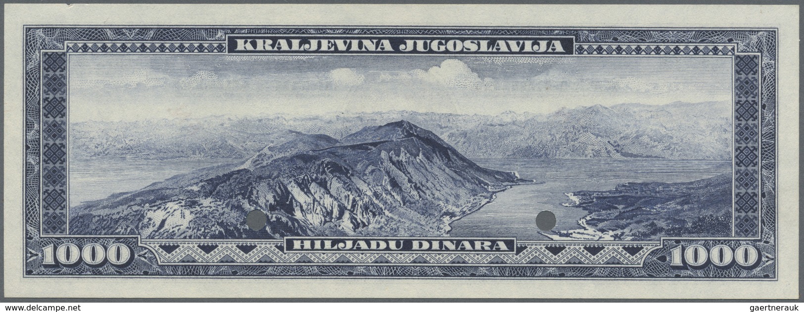 Yugoslavia / Jugoslavien: Not Issued Banknote 5 Dinara Series 1943 Specimen, P.35As, In Perfect UNC - Jugoslavia