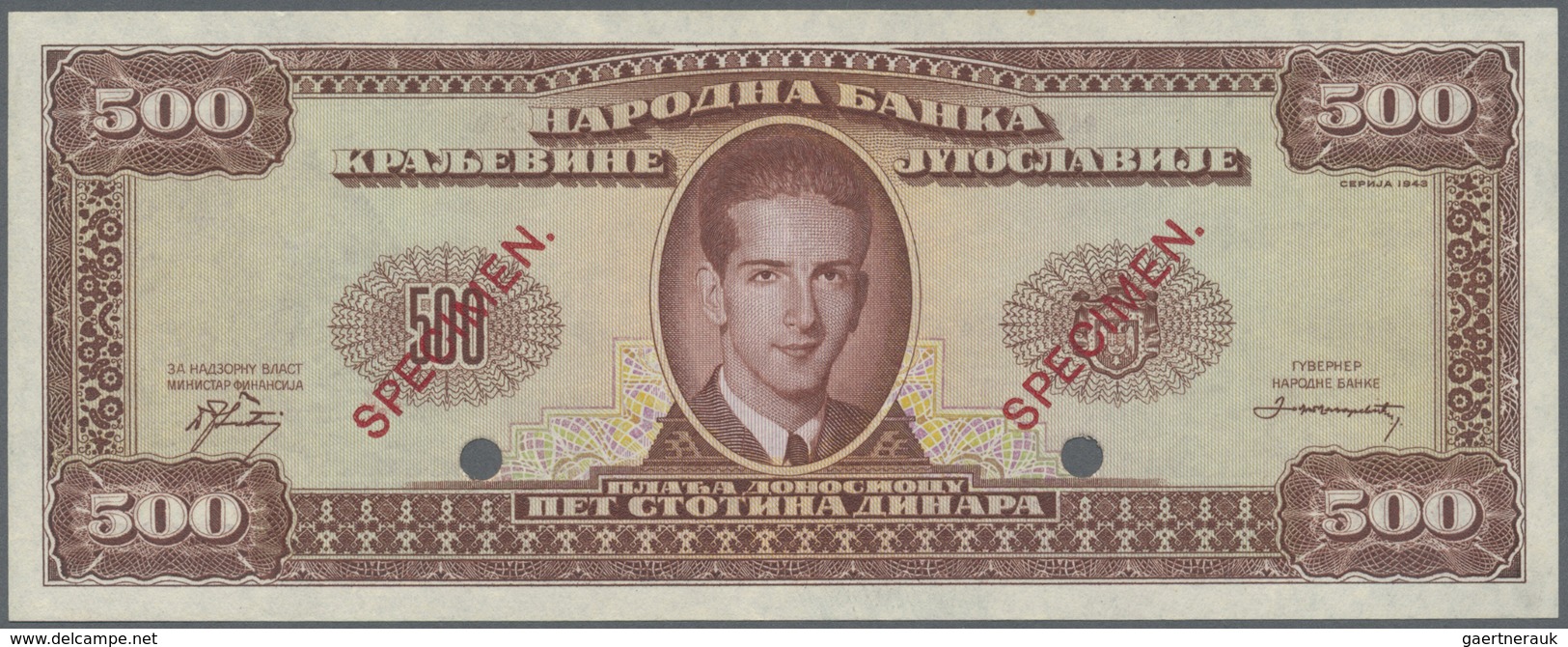 Yugoslavia / Jugoslavien: Not Issued Banknote 5 Dinara Series 1943 Specimen, P.35As, In Perfect UNC - Yougoslavie