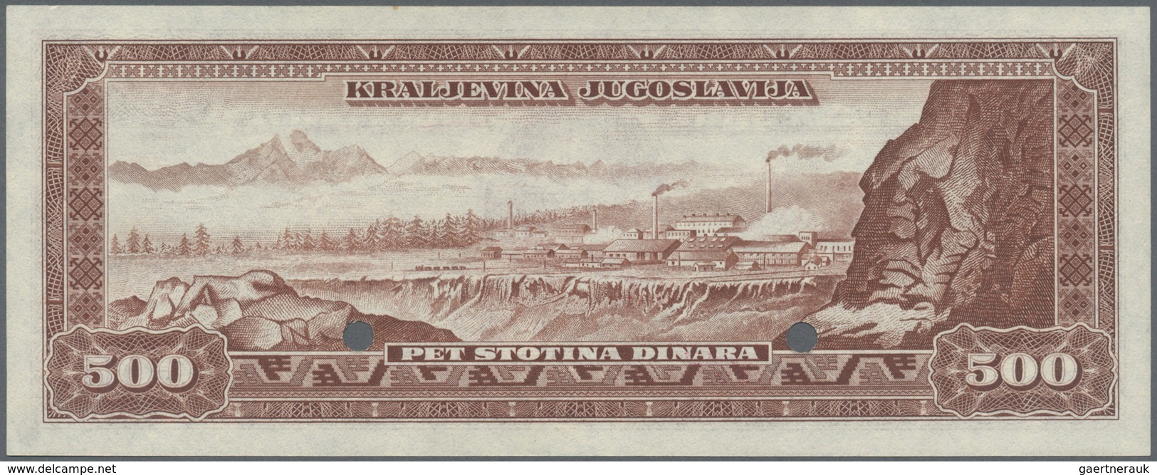 Yugoslavia / Jugoslavien: Not issued Banknote 5 Dinara series 1943 Specimen, P.35As, in perfect UNC