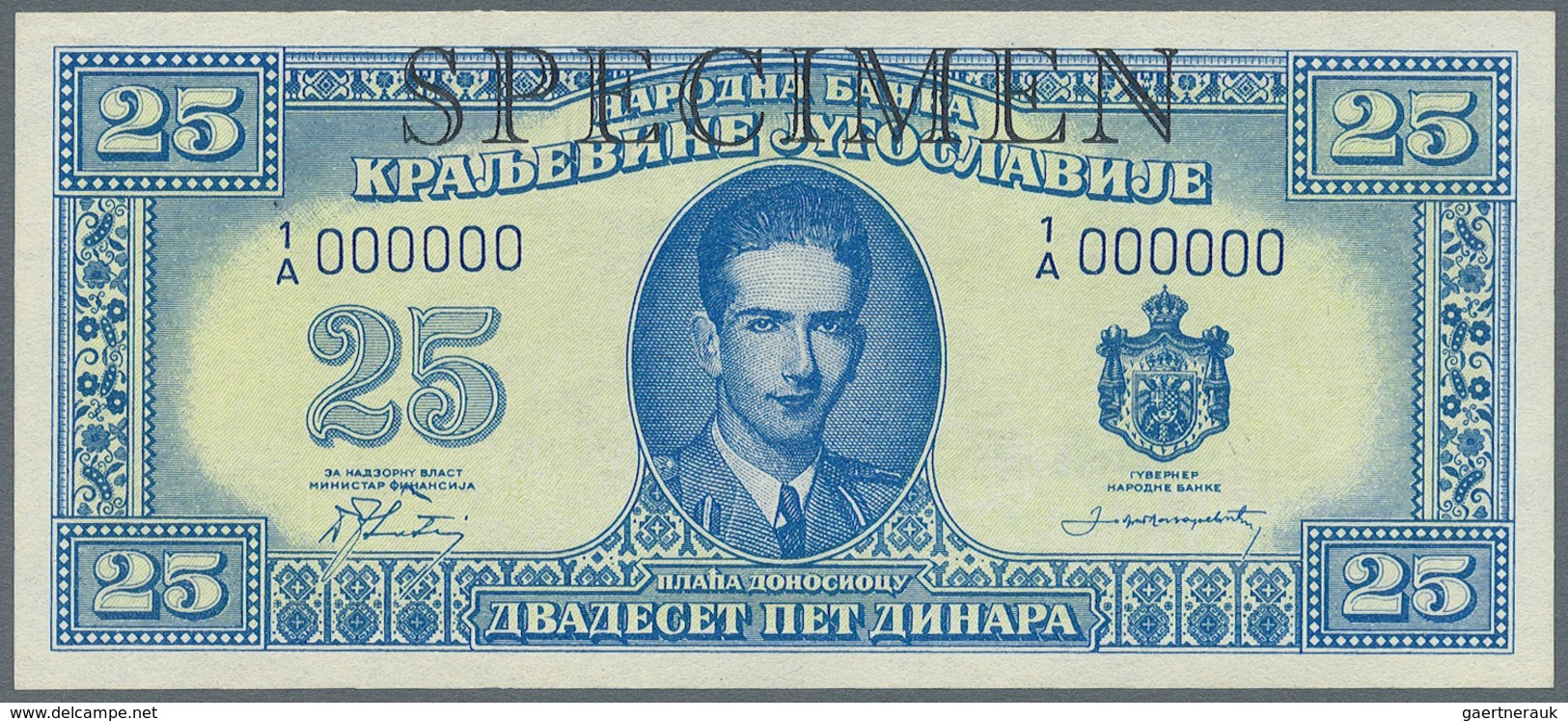 Yugoslavia / Jugoslavien: Not Issued Banknote 25 Dinara Series 1943 Specimen, P.35Cs, In Perfect UNC - Yugoslavia