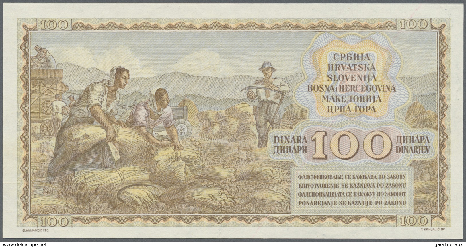 Yugoslavia / Jugoslavien: 100 Dinara 1949, P.67l (not Issued) In Perfect UNC Condition. Very Rare Ba - Jugoslavia