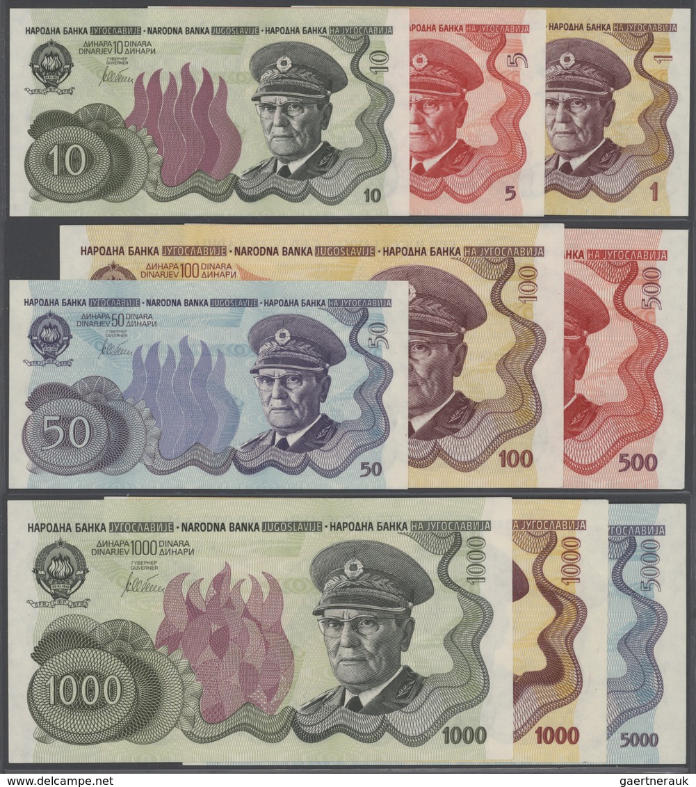 Yugoslavia / Jugoslavien: Set With 9 Not Issued Banknotes Series ND(1981), P.NL,containing 1, 5, 10, - Yougoslavie