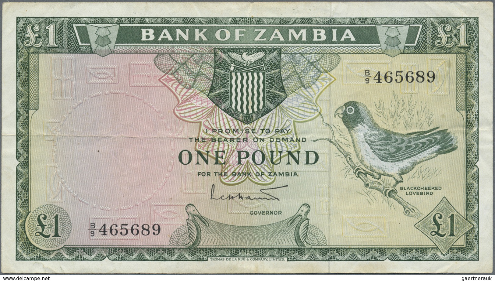 Zambia / Sambia: 1 Pound ND(1964), P.2, Nice Used Condition With Several Folds, Lightly Toned Paper - Zambie