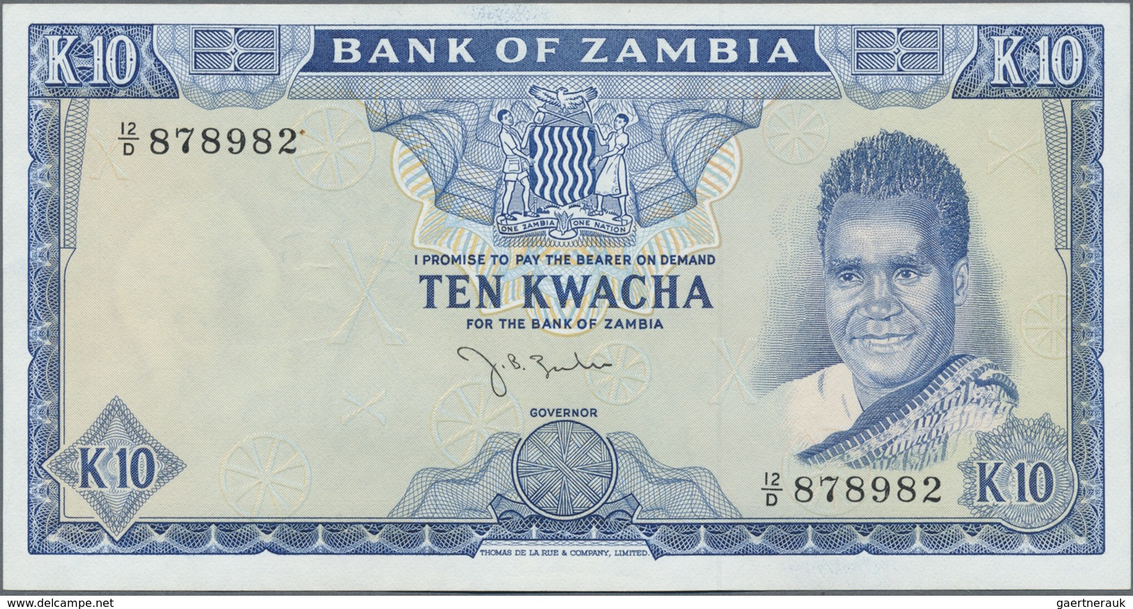 Zambia / Sambia: 10 Kwacha ND(1969), P.12a, Excellent And Almost Perfect Condition With A Few Minor - Zambie