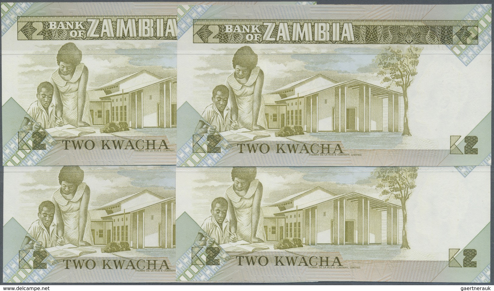 Zambia / Sambia: Set Of 4 Consecutive Notes 2 Kwacha ND(1980-88) P. 24, With Interesting Low Serial - Zambie