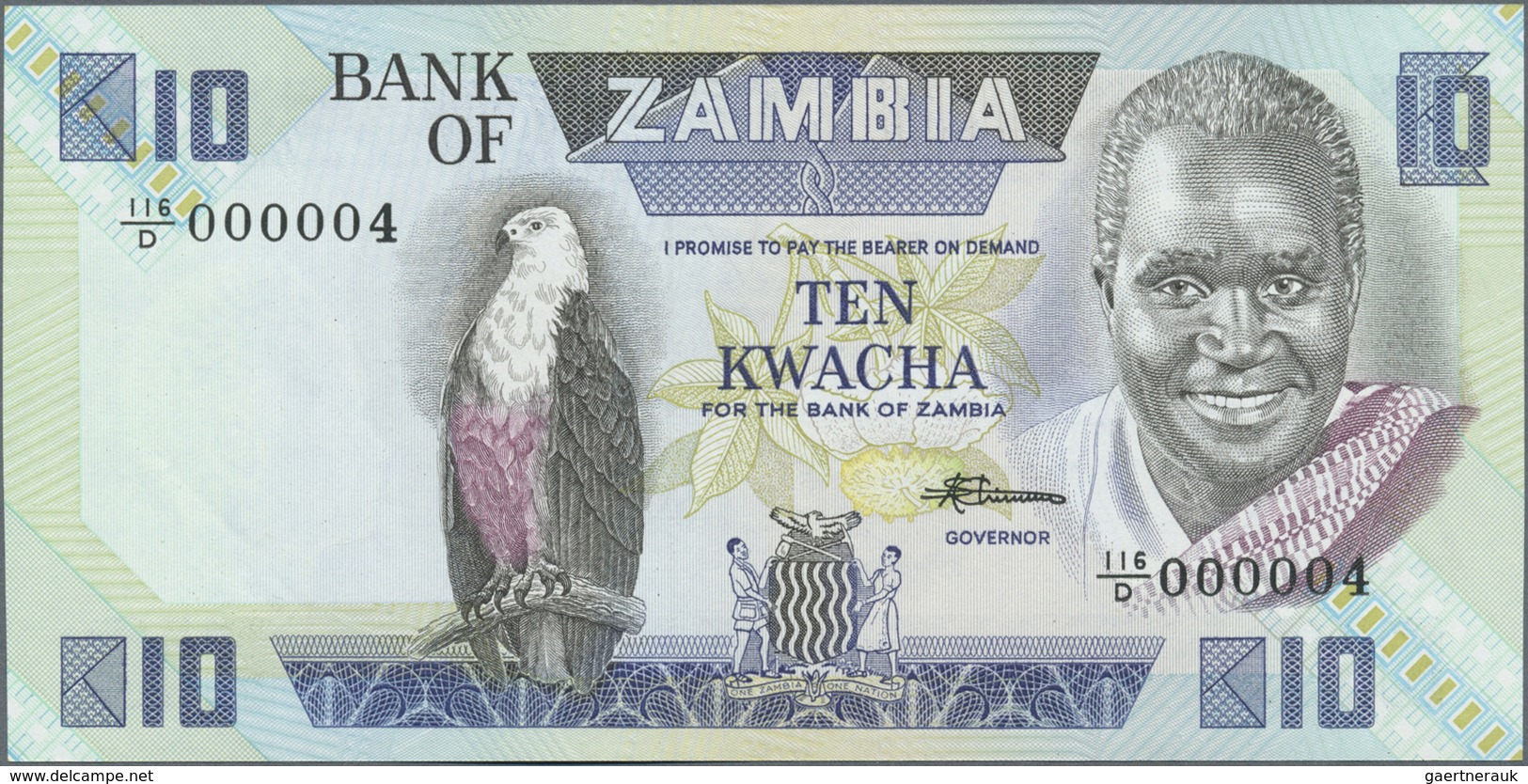 Zambia / Sambia: Set Of 2 CONSECUTIVE Notes 10 Kwacha ND(1980-88) P. 26 With Interesting Low Serial - Zambie