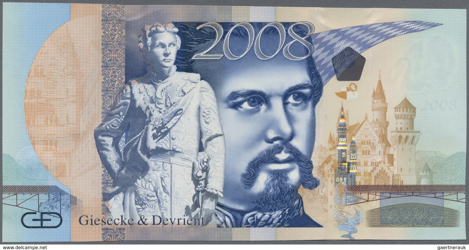 Testbanknoten: Germany: HYBRID Test Note By Giesecke & Devrient Portrait "King Ludwig" Issued In 200 - Specimen