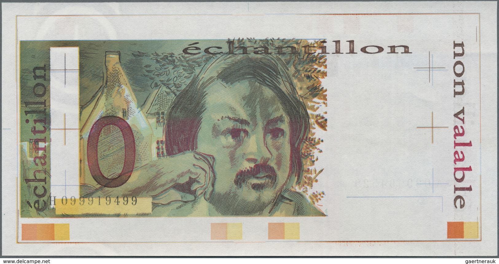 Testbanknoten: France: Rare Echantillon Designed By The BDF And Printed On Banknote Paper With Water - Fictifs & Spécimens