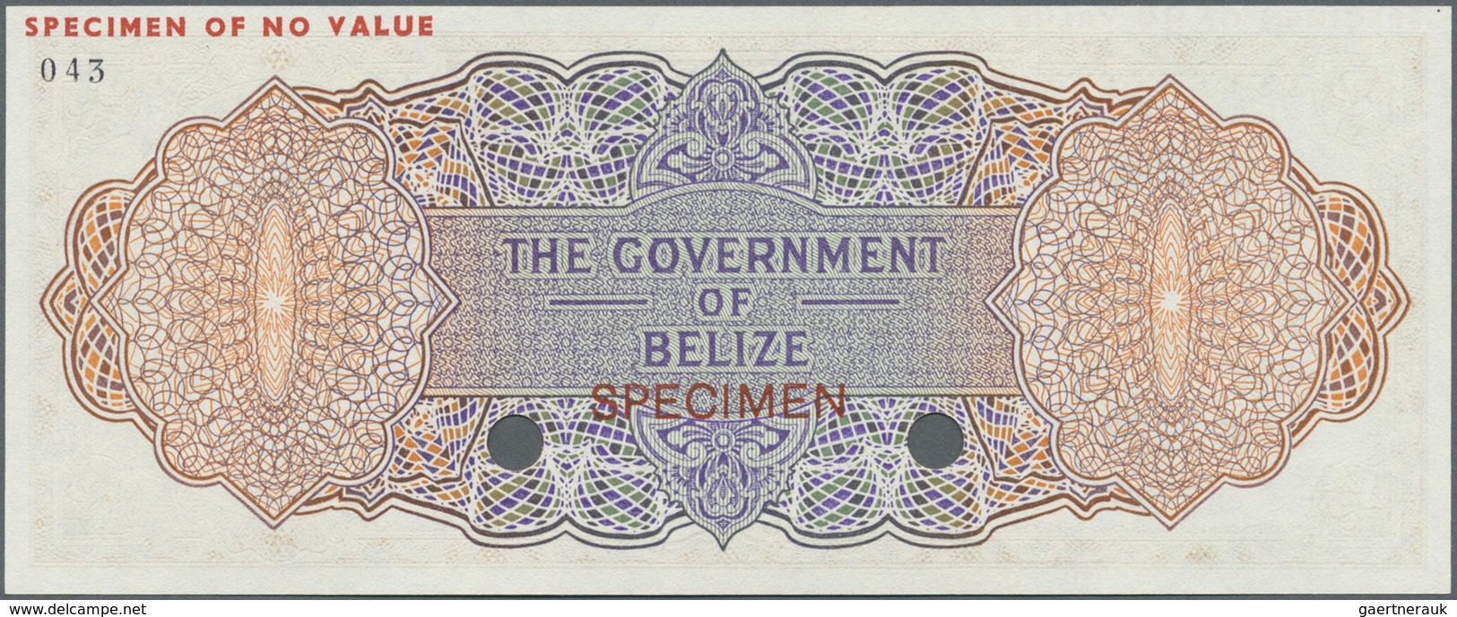 Belize: 2 Dollars 1974-76 SPECIMEN, P.34s In Perfect UNC Condition - Belize