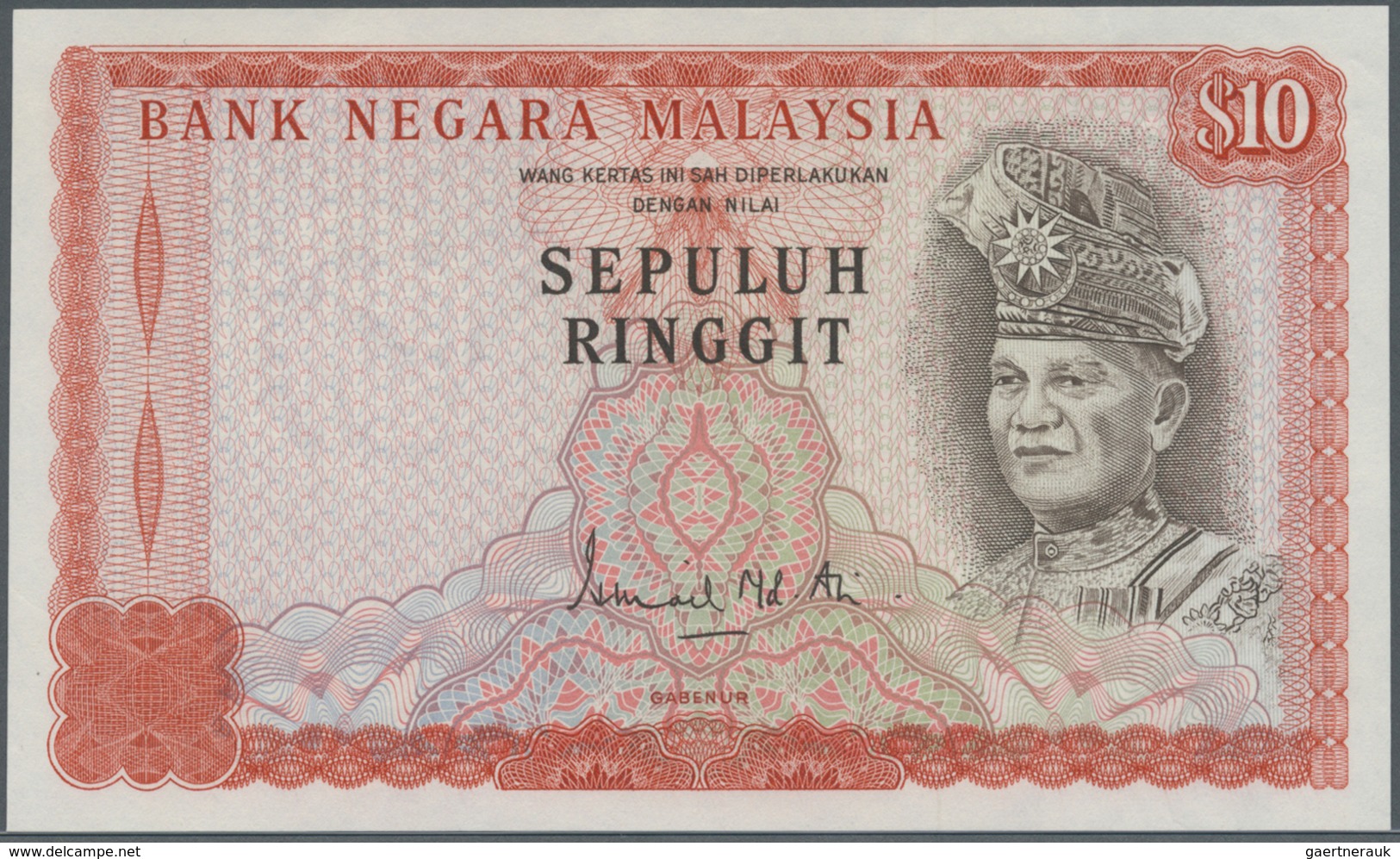 Malaysia: Very Rare Proof Print Of 10 Ringgit ND(1976 & 1981) P. 15p, Printed W/o Serial Numbers, Wi - Malaysia