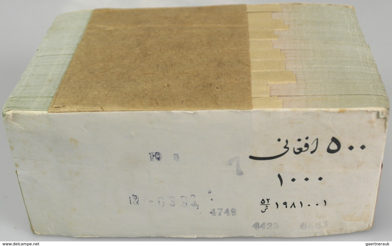 Afghanistan: Original Brick With 1000 Banknotes 500 Afghanis 1979-91, P.60, Packed In 10 Bundles Of - Afghanistan