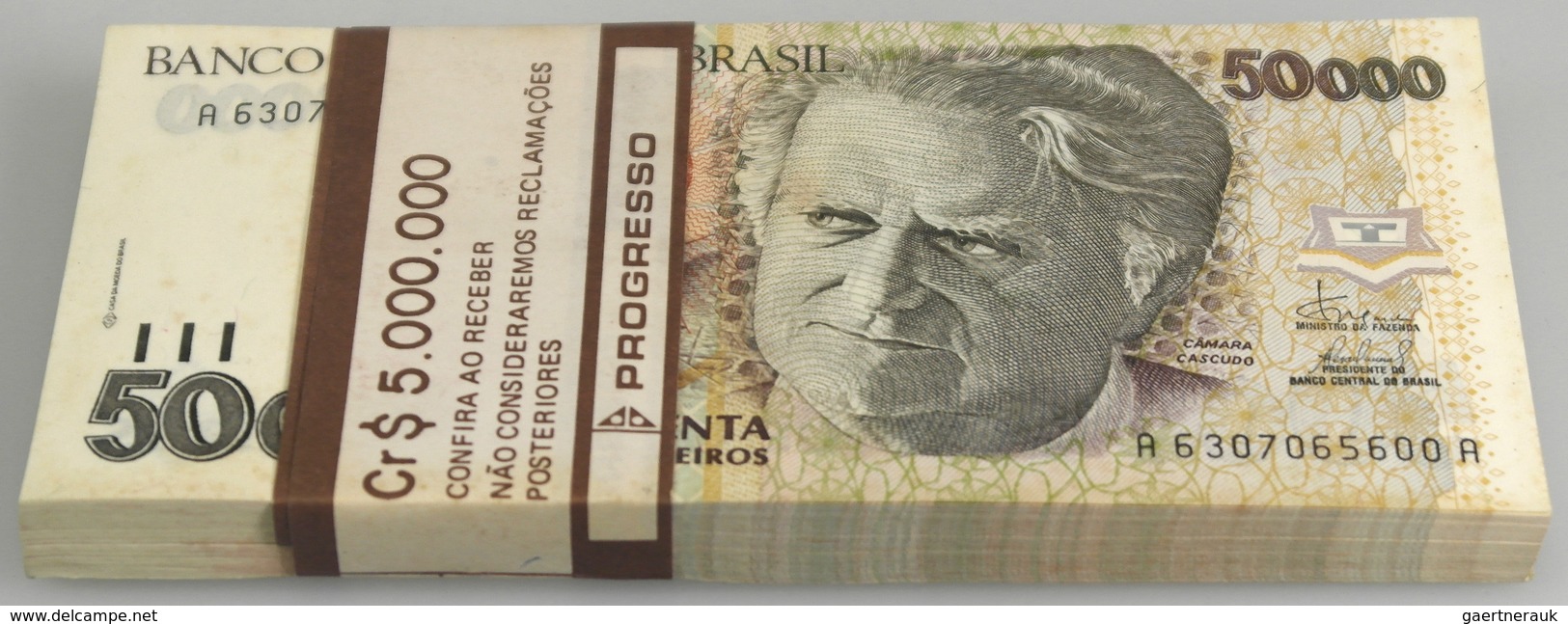 Brazil / Brasilien: Bundle With 100 Pcs. 50 Cruzeiros Reais ND(1993) With Running Serial Numbers, P. - Brasile