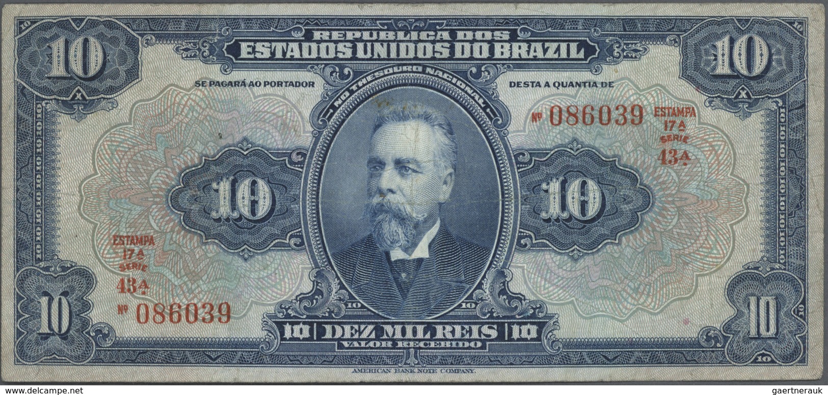 Brazil / Brasilien: large lot of about 750 banknotes containing for example 3x 500 Reis P. 1d, 20 Re