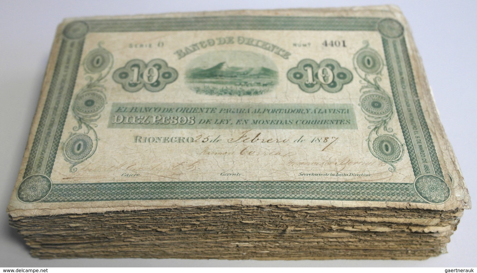 Colombia / Kolumbien: Very Big Bundle Of 271 Banknotes 10 Pesos ""Banco De Oriente" 1884-90 P. S699, - Colombie