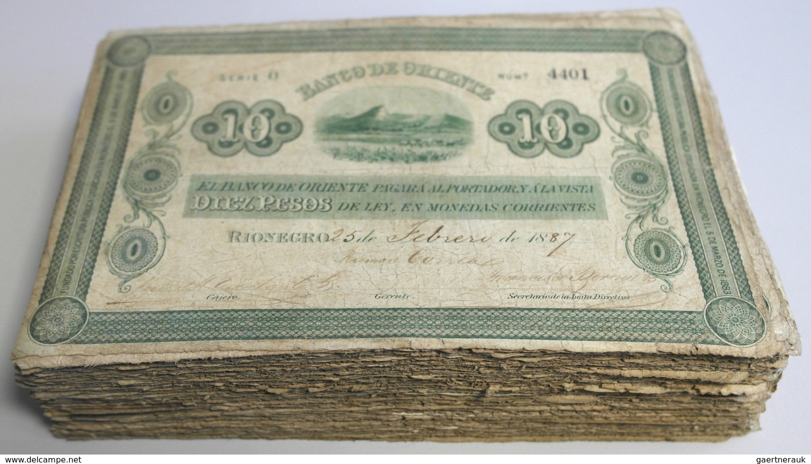 Colombia / Kolumbien: Very Big Bundle Of 271 Banknotes 10 Pesos ""Banco De Oriente" 1884-90 P. S699, - Colombia