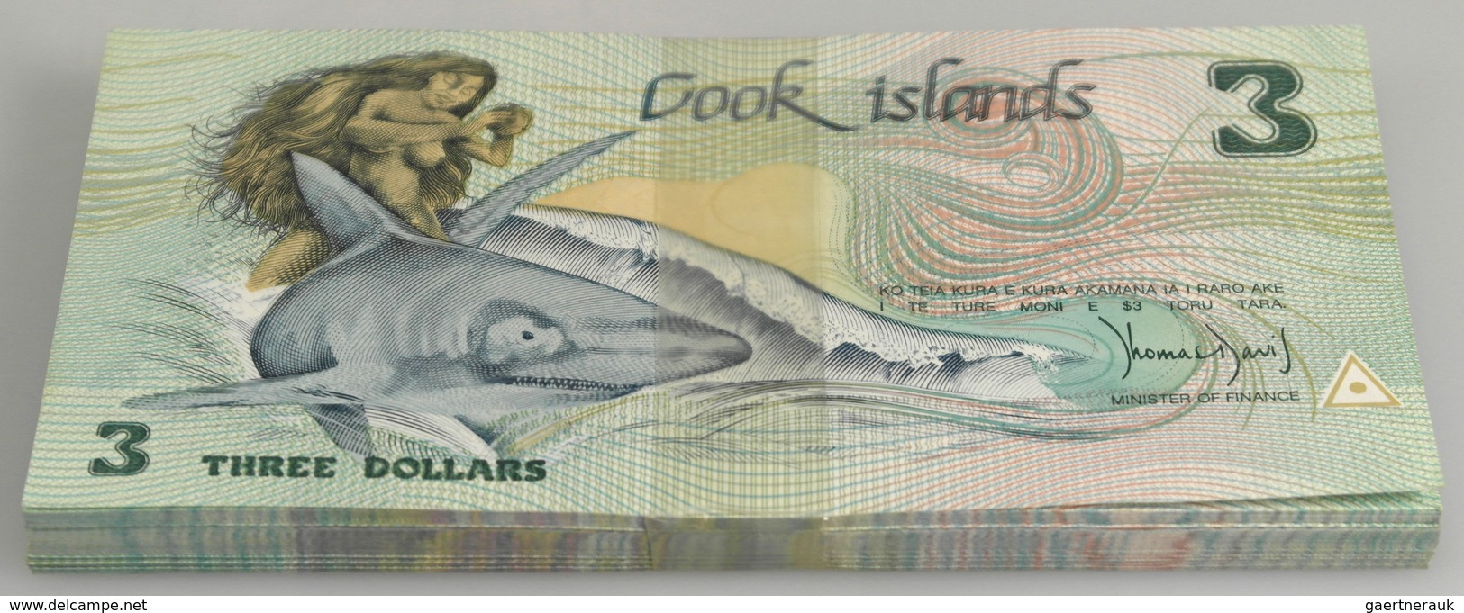 Cook Islands: Bundle With 100 Pcs. 3 Dollars ND(1987), P.3  In UNC Condition. (100 Pcs.) - Cook