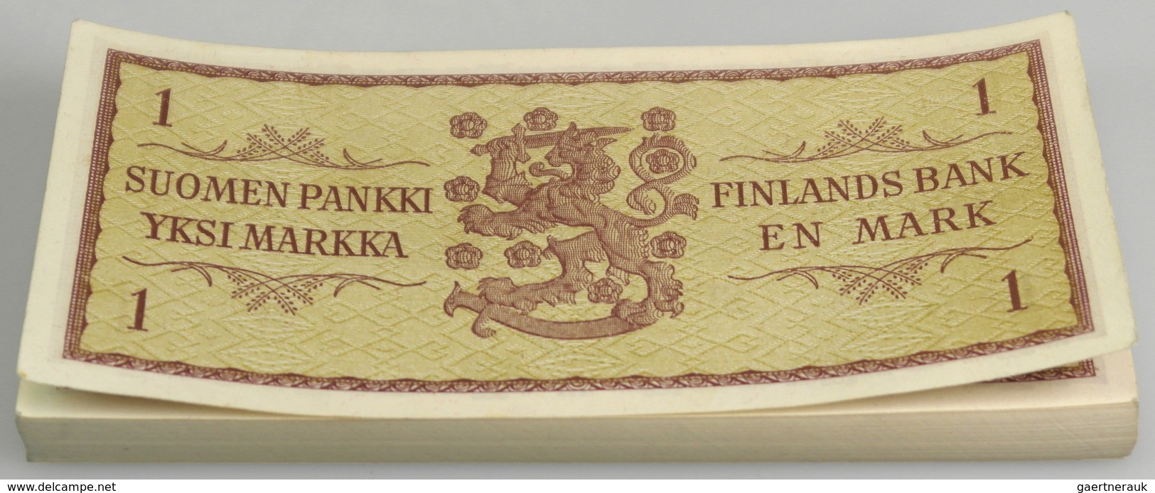 Finland / Finnland: Bundle With 100 Pcs. 1 Markkaa 1963, P.98 With Running Serial Numbers In UNC Con - Finlande