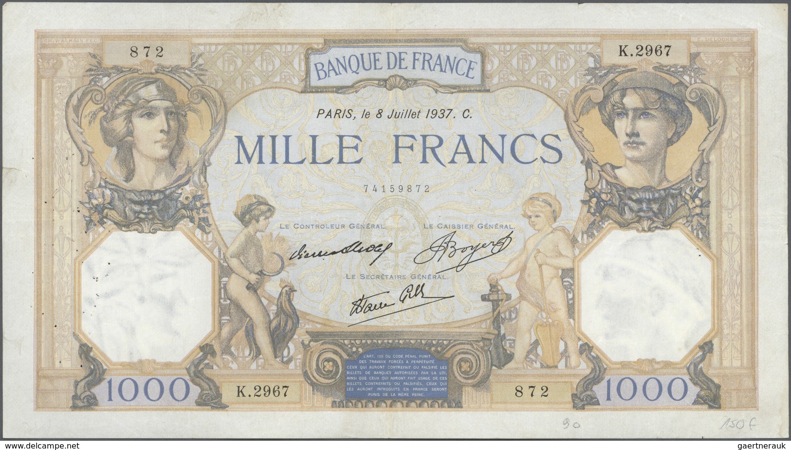 France / Frankreich: very big lot of about 2000 banknotes containing 12x 100 Francs P. 71, 31x 100 F