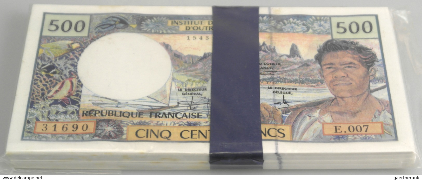 French Pacific Territories / Franz. Geb. Im Pazifik: Rare Original Bundle Of 100 Banknotes 500 Franc - Territoires Français Du Pacifique (1992-...)