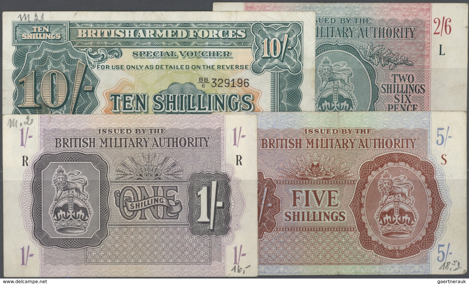 Great Britain / Großbritannien: Set With 15 Banknotes BAF Including The 2 Shillings 6 Pence, 1 And 5 - Other & Unclassified