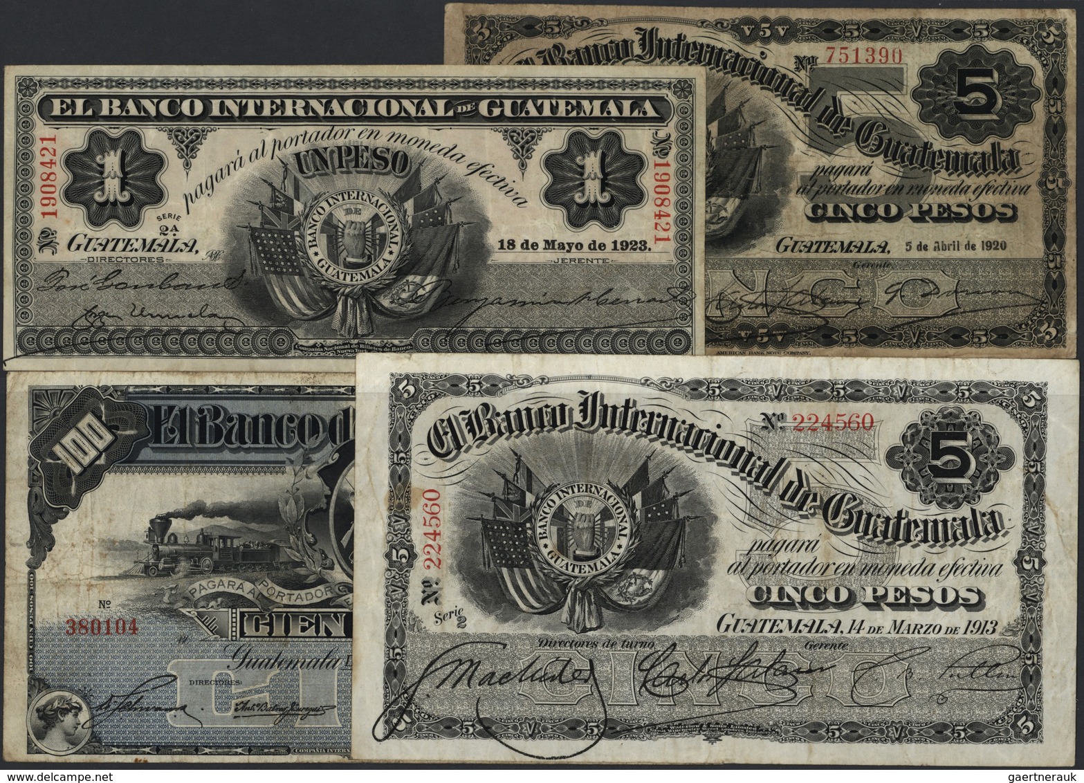 Guatemala: Set With 4 Banknotes From Regional Banks Of Guatemala With Issues Of The BANCO INTERNACIO - Guatemala