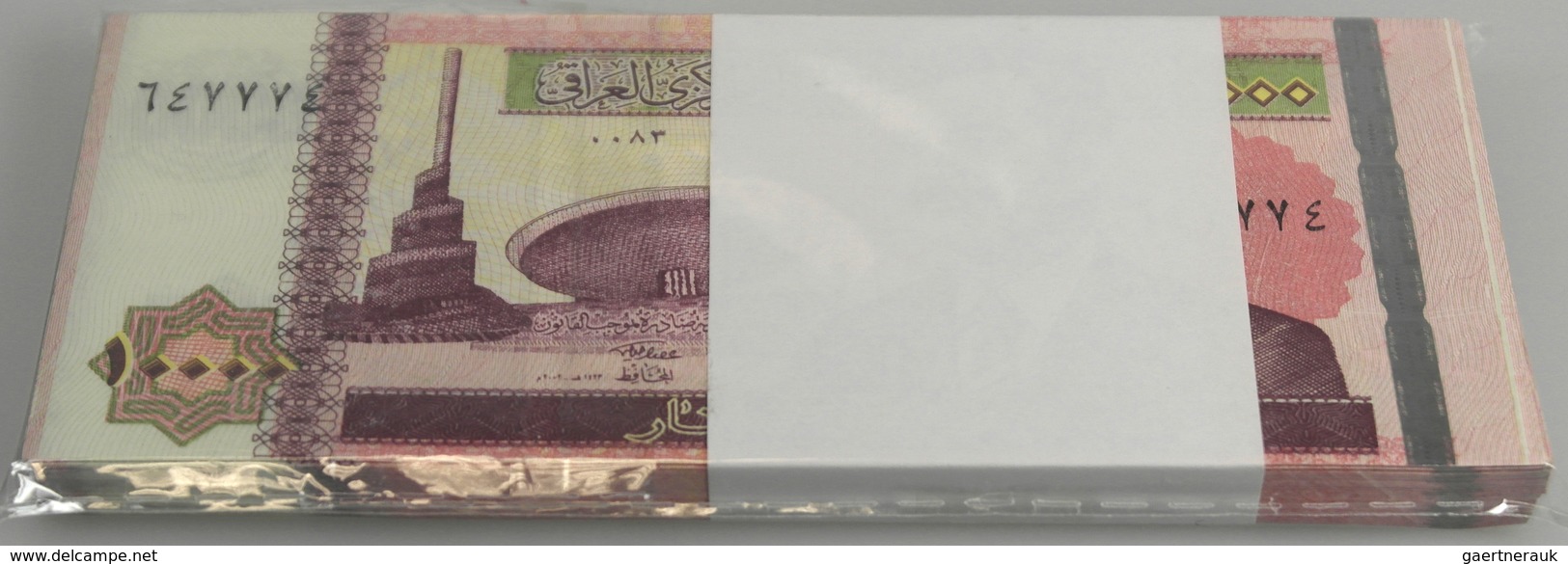 Iraq / Irak: Bundle With 100 Banknotes 10.000 Dinars 2002, P.89 In UNC Condition (100 Pcs.) - Iraq