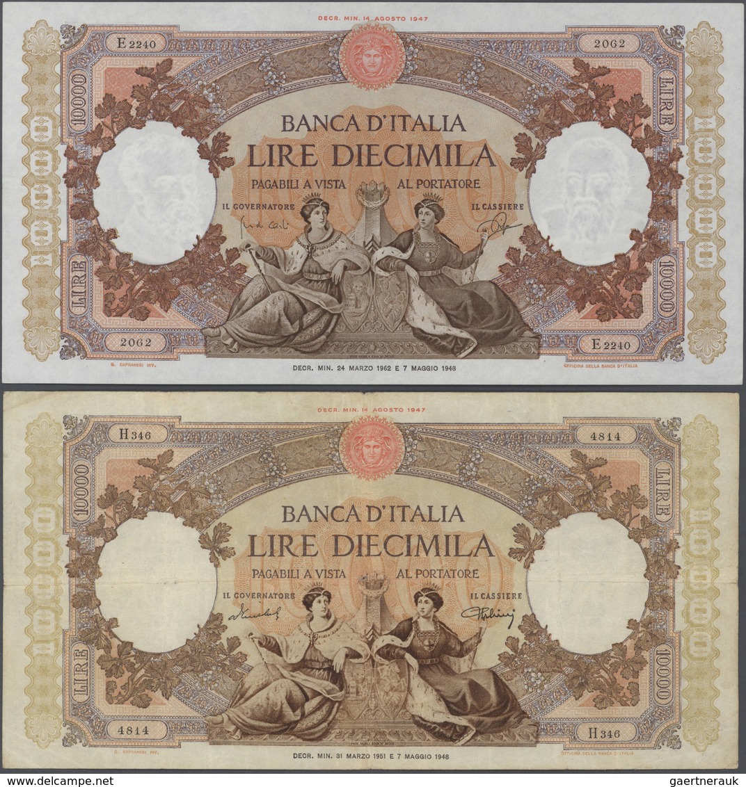 Italy / Italien: Set Of 2 Notes 10.000 Lire 1951 And 1962 P. 89b, 89d, One In Condition F And One In - Other & Unclassified