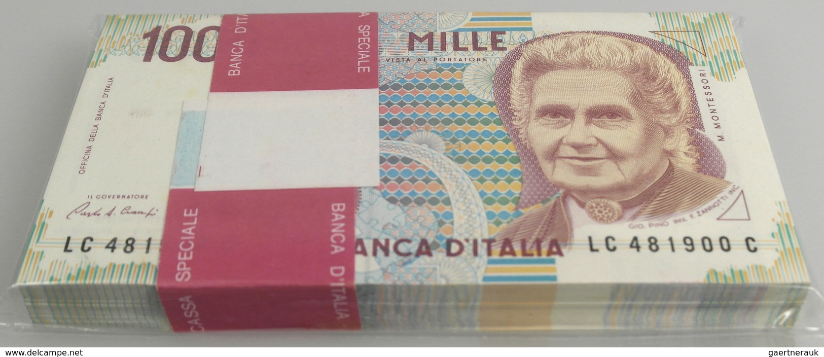 Italy / Italien: Bundle With 100 Pcs. 1000 Lire 1990, P.114 With Original Bank Wrap In UNC Condition - Other & Unclassified